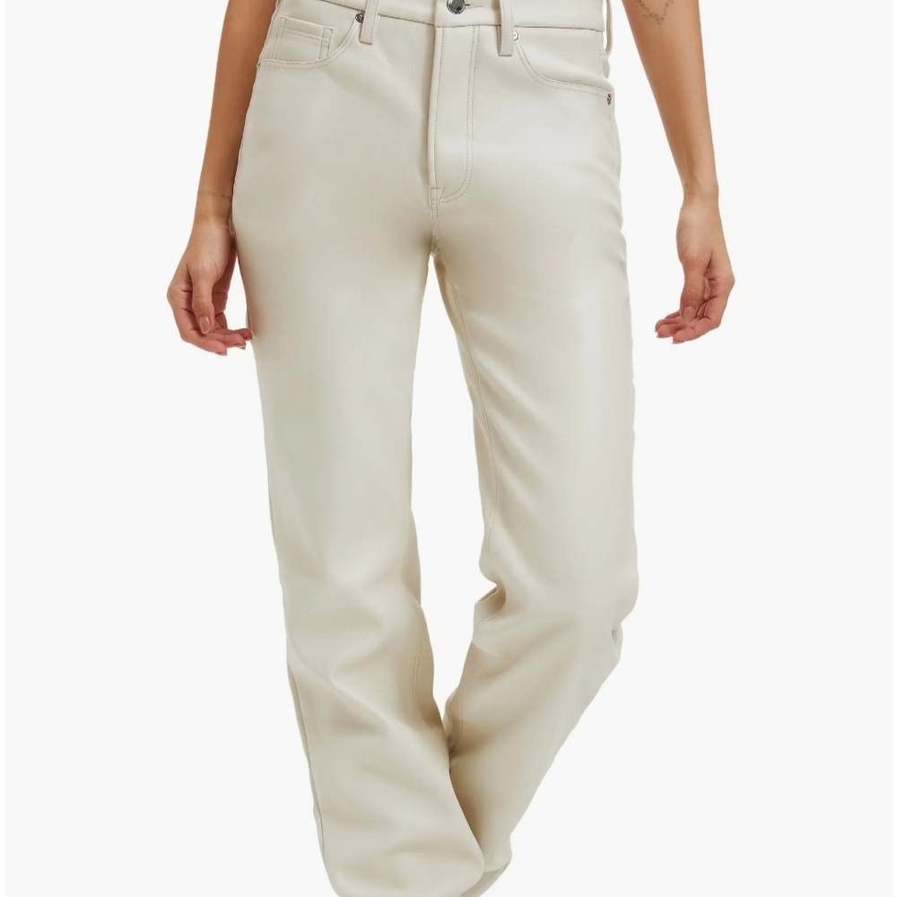 NEW Good American Better Than Leather Faux Leather Icon Straight Leg Jeans